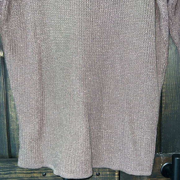NWT Express Knit Top M Rose Gold Sparkly Glitter Metallic Tunic Length Relaxed - Picture 9 of 12